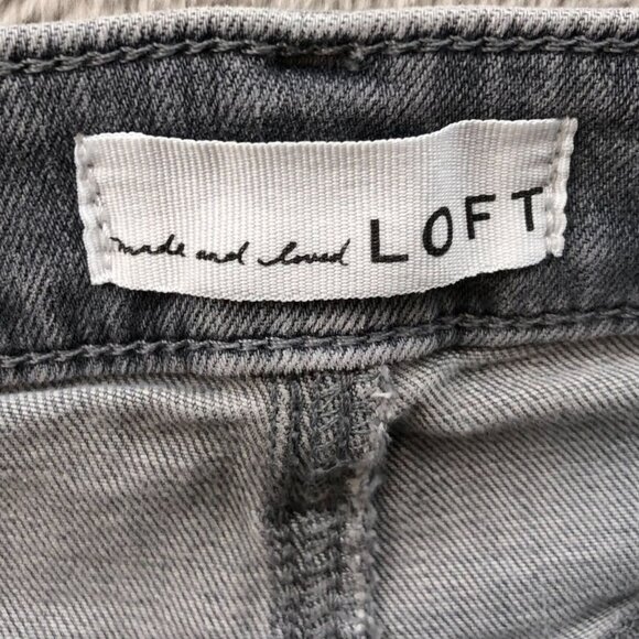 Loft Womens Jeans Size 28/6 Curvy Skinny High Rise Ankle Frayed Hem Gray Denim - Picture 3 of 16